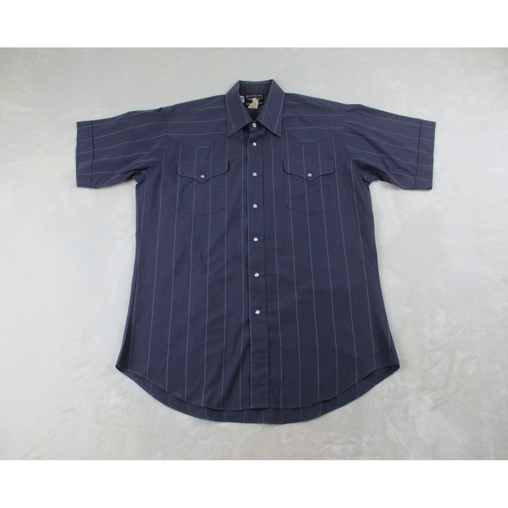 VINTAGE Flying Ranchwear Shirt Mens Extra Large Blue Pearl Snap Extra Long Tails